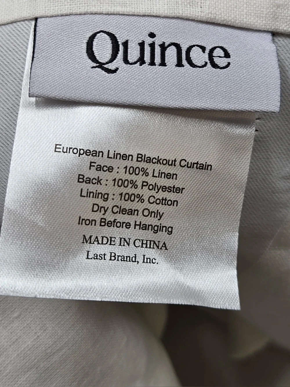QUINCE Set Of 2 48x96 European Linen True Blackout Curtains White 0461